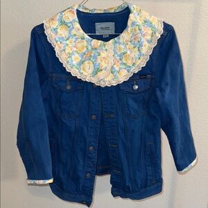 Pull&Bear Denim Jacket with Floral Collar Pull & Bear retro granny core coat